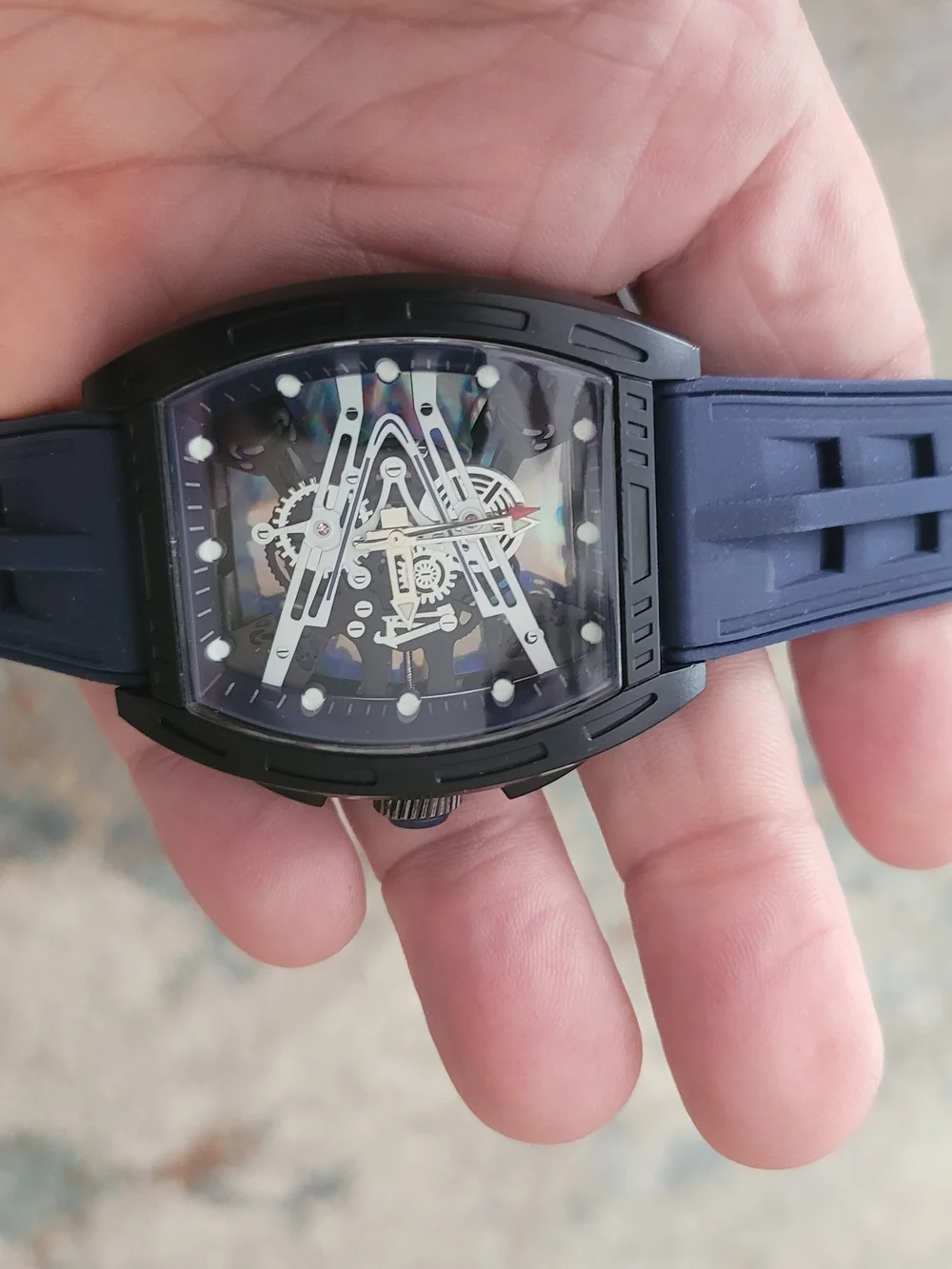 Black and Blue Skeleton Sport Watch - Unbranded